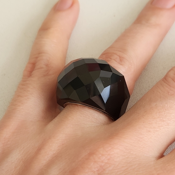 Daniel Swarovski Luxury Black Crystal Rhodium Plated Ring - Picture 5 of 7